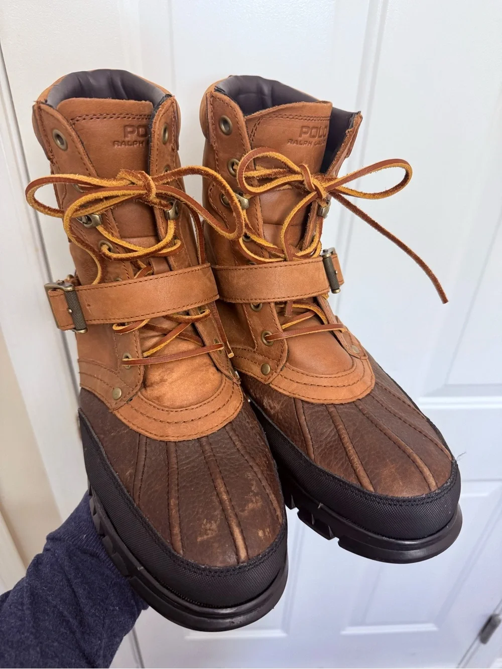 Men’s Polo Ralph Lauren Tenard Brown Leather Boots Size 11 Waterproof